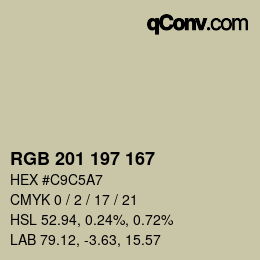 カラーコード: RGB 201 197 167 | qconv.com