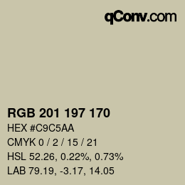 カラーコード: RGB 201 197 170 | qconv.com