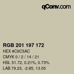 カラーコード: RGB 201 197 172 | qconv.com