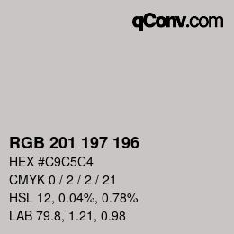 カラーコード: RGB 201 197 196 | qconv.com