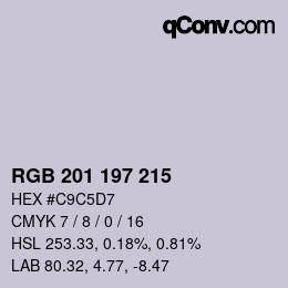 Color code: RGB 201 197 215 | qconv.com