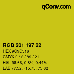 Color code: RGB 201 197 22 | qconv.com