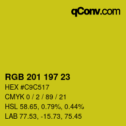 Color code: RGB 201 197 23 | qconv.com