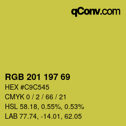 Color code: RGB 201 197 69 | qconv.com