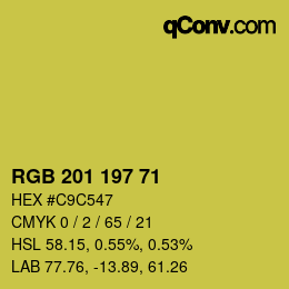 Color code: RGB 201 197 71 | qconv.com