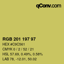 Color code: RGB 201 197 97 | qconv.com