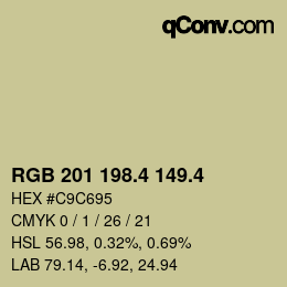 カラーコード: RGB 201 198.4 149.4 | qconv.com
