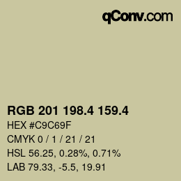カラーコード: RGB 201 198.4 159.4 | qconv.com