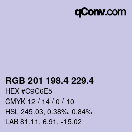 カラーコード: RGB 201 198.4 229.4 | qconv.com