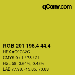 カラーコード: RGB 201 198.4 44.4 | qconv.com