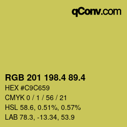 カラーコード: RGB 201 198.4 89.4 | qconv.com