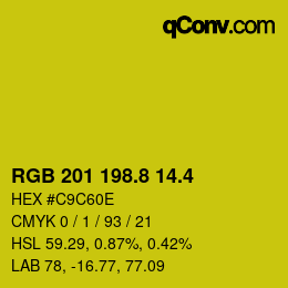 カラーコード: RGB 201 198.8 14.4 | qconv.com