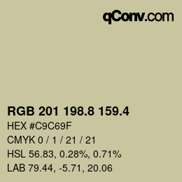カラーコード: RGB 201 198.8 159.4 | qconv.com