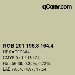 カラーコード: RGB 201 198.8 164.4 | qconv.com
