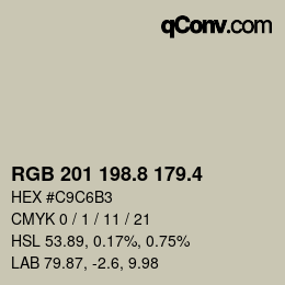 カラーコード: RGB 201 198.8 179.4 | qconv.com