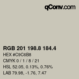 カラーコード: RGB 201 198.8 184.4 | qconv.com