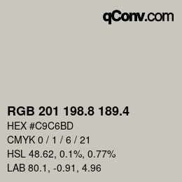 カラーコード: RGB 201 198.8 189.4 | qconv.com