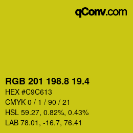 カラーコード: RGB 201 198.8 19.4 | qconv.com