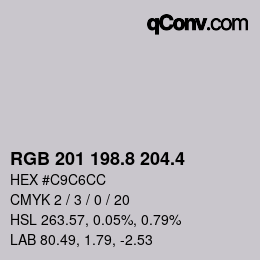 カラーコード: RGB 201 198.8 204.4 | qconv.com