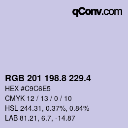 カラーコード: RGB 201 198.8 229.4 | qconv.com