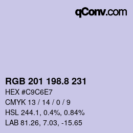 カラーコード: RGB 201 198.8 231 | qconv.com