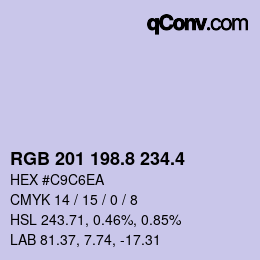 カラーコード: RGB 201 198.8 234.4 | qconv.com