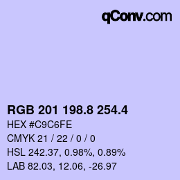 カラーコード: RGB 201 198.8 254.4 | qconv.com