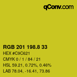 カラーコード: RGB 201 198.8 33 | qconv.com