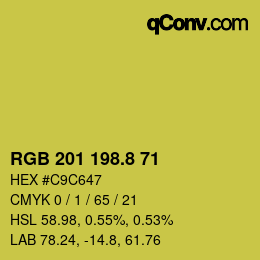 カラーコード: RGB 201 198.8 71 | qconv.com
