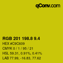 カラーコード: RGB 201 198.8 9.4 | qconv.com