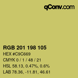 Color code: RGB 201 198 105 | qconv.com