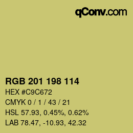 Color code: RGB 201 198 114 | qconv.com