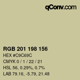 カラーコード: RGB 201 198 156 | qconv.com
