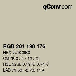 颜色代码: RGB 201 198 176 | qconv.com