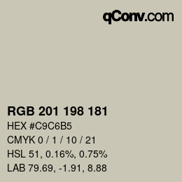 Color code: RGB 201 198 181 | qconv.com