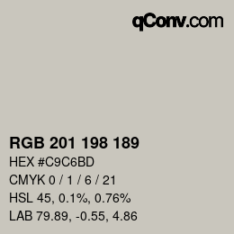 Color code: RGB 201 198 189 | qconv.com