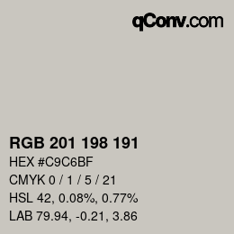 Color code: RGB 201 198 191 | qconv.com