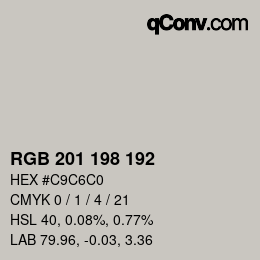 Color code: RGB 201 198 192 | qconv.com