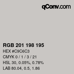 Color code: RGB 201 198 195 | qconv.com