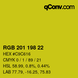 Color code: RGB 201 198 22 | qconv.com