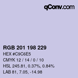 Color code: RGB 201 198 229 | qconv.com