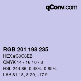 Color code: RGB 201 198 235 | qconv.com