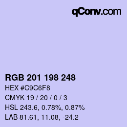 Color code: RGB 201 198 248 | qconv.com