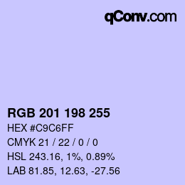 カラーコード: RGB 201 198 255 | qconv.com