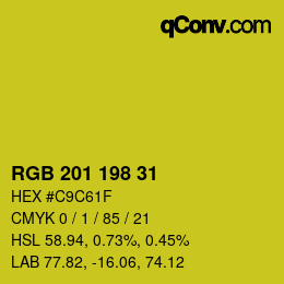 Color code: RGB 201 198 31 | qconv.com