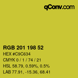 Color code: RGB 201 198 52 | qconv.com