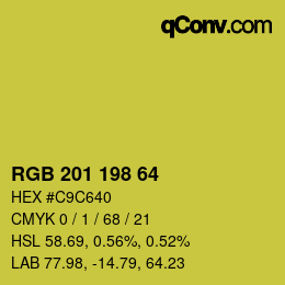 Color code: RGB 201 198 64 | qconv.com