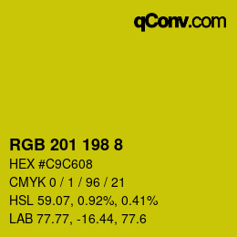 カラーコード: RGB 201 198 8 | qconv.com
