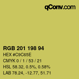 Color code: RGB 201 198 94 | qconv.com