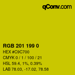 颜色代码: RGB 201 199 0 | qconv.com